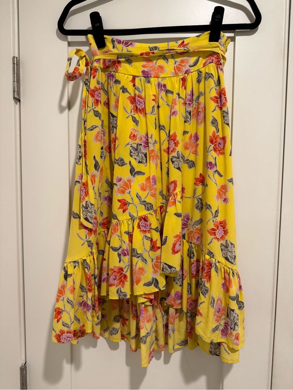 Joie Denisha Yellow Floral High-Low Wrap Skirt size 2